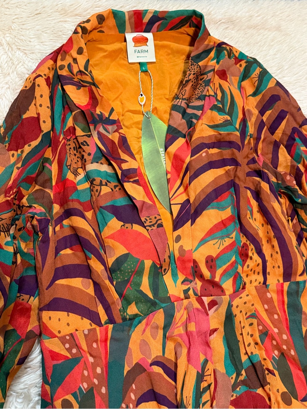 NWT Farm Rio Golden Jungle Maxi Dress - Size Large - Picture 4 of 8